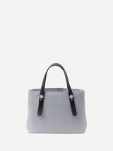 ミニレザートート 限定カラーのブルーミスト×ネイビーハンドル