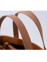 ミニレザートートバッグ 限定カラーのキャメル× ヌードヌメハンドル