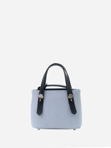 プチレザートートバッグ 限定カラーのミストブルー×ブラックハンドル