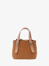 プチレザートートバッグ 限定カラーのキャメル× ヌードヌメハンドル