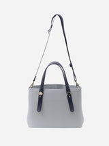 ミニレザートート 限定カラーのブルーミスト×ネイビーハンドル