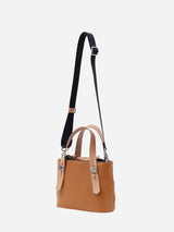 プチレザートートバッグ 限定カラーのキャメル× ヌードヌメハンドル