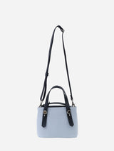 プチレザートートバッグ 限定カラーのミストブルー×ブラックハンドル