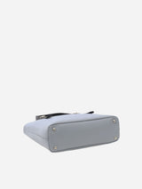 ミニレザートート 限定カラーのブルーミスト×ネイビーハンドル