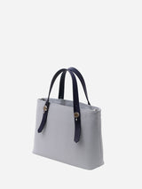 ミニレザートート 限定カラーのブルーミスト×ネイビーハンドル