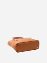 ミニレザートートバッグ 限定カラーのキャメル× ヌードヌメハンドル