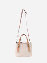 プチレザートートバッグ 限定カラーの桜ピンク× ヌードヌメハンドル