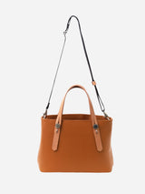 ミニレザートートバッグ 限定カラーのキャメル× ヌードヌメハンドル