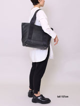 ON/OFF 対応 優秀なレザートートバッグ (横型) BLACK