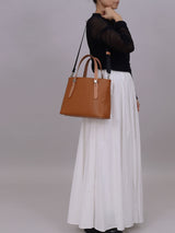 ミニレザートートバッグ 限定カラーのキャメル× ヌードヌメハンドル