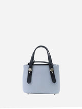 プチレザートートバッグ 限定カラーのミストブルー×ネイビーハンドル
