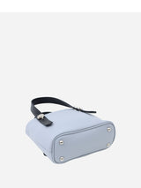 プチレザートートバッグ 限定カラーのミストブルー×ブラックハンドル