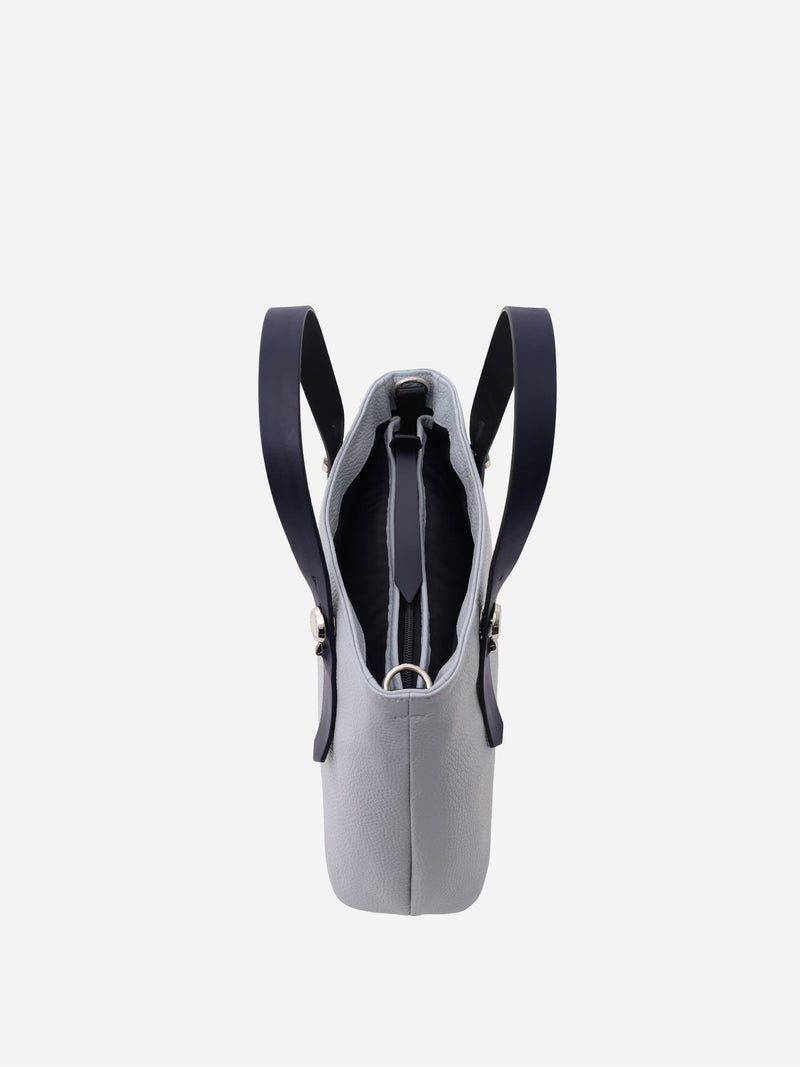 ミニレザートート 限定カラーのブルーミスト×ネイビーハンドル