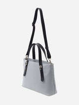 ミニレザートート 限定カラーのブルーミスト×ブラックハンドル