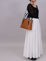 ミニレザートートバッグ  限定カラーのキャメル× ヌードヌメハンドル