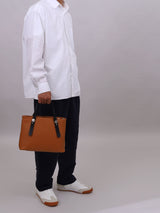 ミニレザートートバッグ  限定カラーのキャメル× ヌードヌメハンドル
