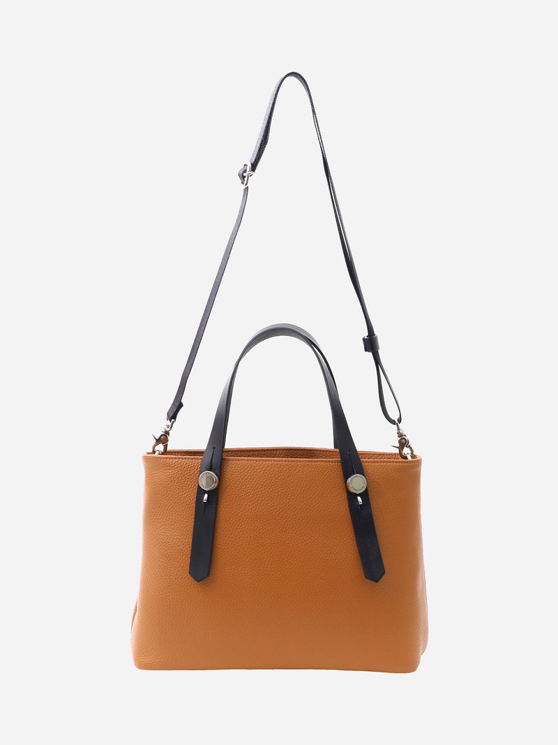 ミニレザートートバッグ  限定カラーのキャメル× ヌードヌメハンドル