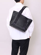 ON/OFF 対応 優秀なレザートートバッグ (横型) BLACK