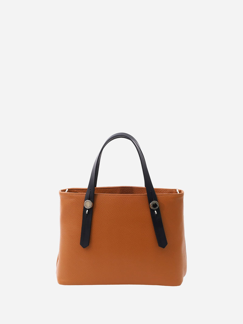 ミニレザートートバッグ  限定カラーのキャメル× ヌードヌメハンドル