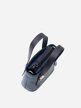 プチレザートートバッグ 限定カラーのミストブルー×ブラックハンドル